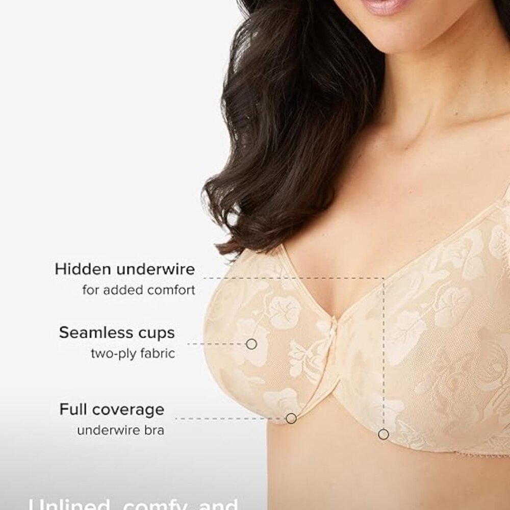 Wacoal Awareness Seamless Full Figure Underwire Bra Smooth Support Invisible 36C - Picture 7 of 8